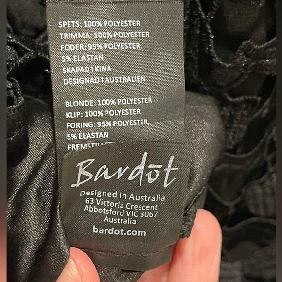 BARDOT Gemma Halter Floral Leaf Black Lace Bodycon Midi Dress Size 6 S - Picture 9 of 13